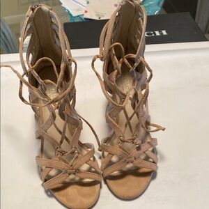 Women's Tan Lace-Up Sandals